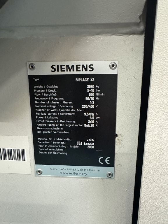 Siplace X3 with MTC & feeders, vintage 2008 SOLD
