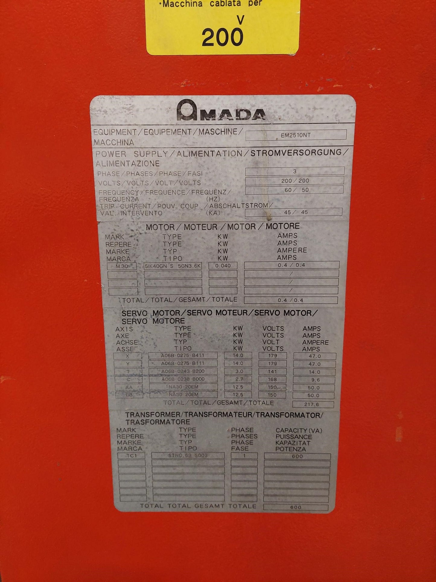 AMADA EM2510NT, vintage 2004