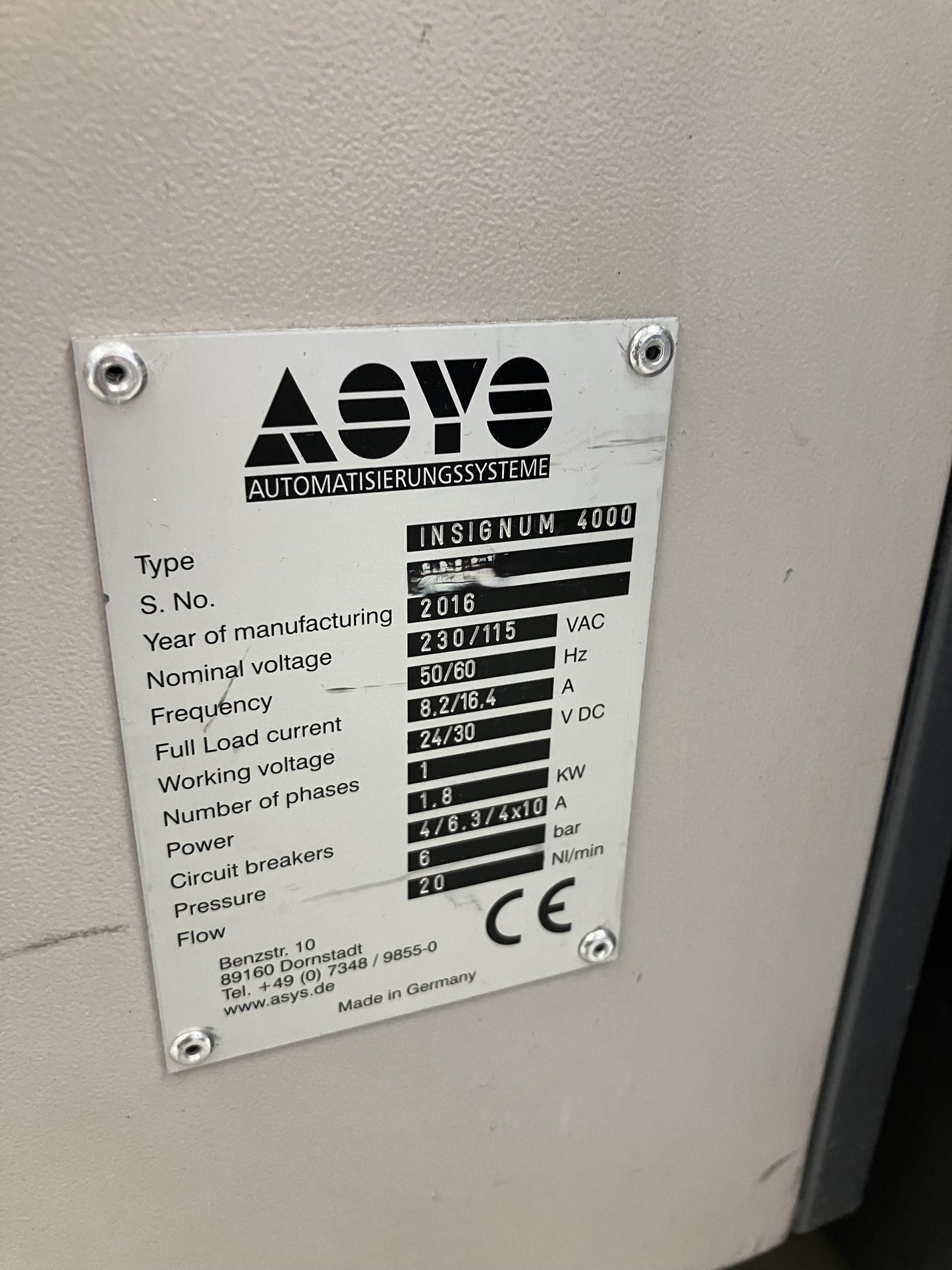 ASYS Insignum 4000, laser marker, vintage 2016