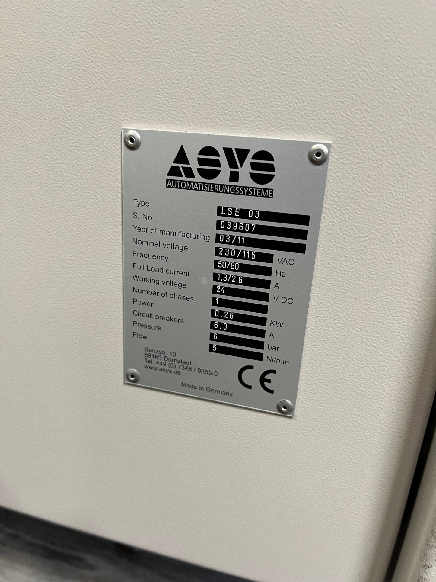 ASYS LSE03, vintage 2011