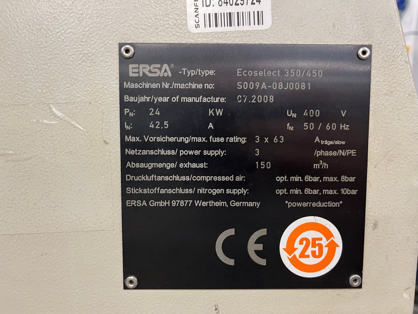 ERSA Ecoselect 350/450, vintage 2008