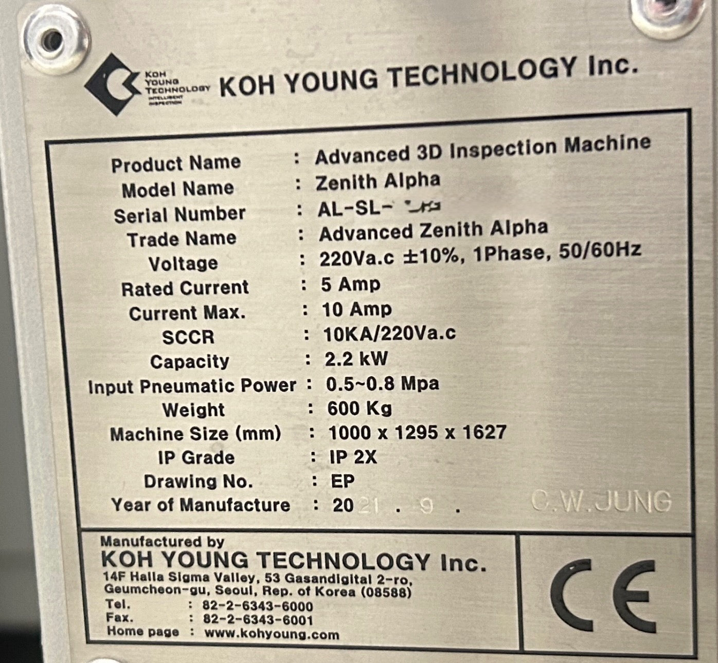 Koh Young Zenith Alpha HS+ L, AOI, vintage 2021 SOLD