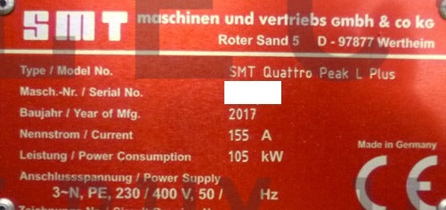SMT Quattropeak L Plus, vintage 2017, reflow oven