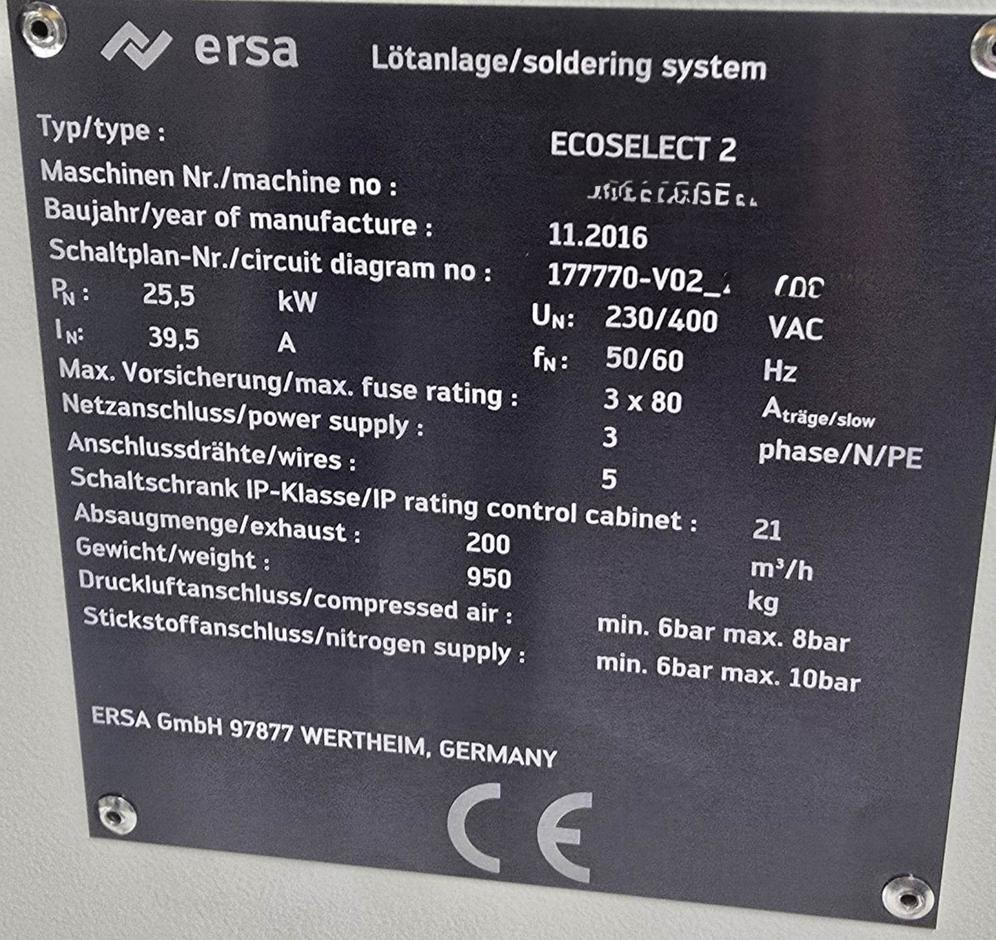 ERSA Ecoselect 2, selective soldering oven, vintage 2016