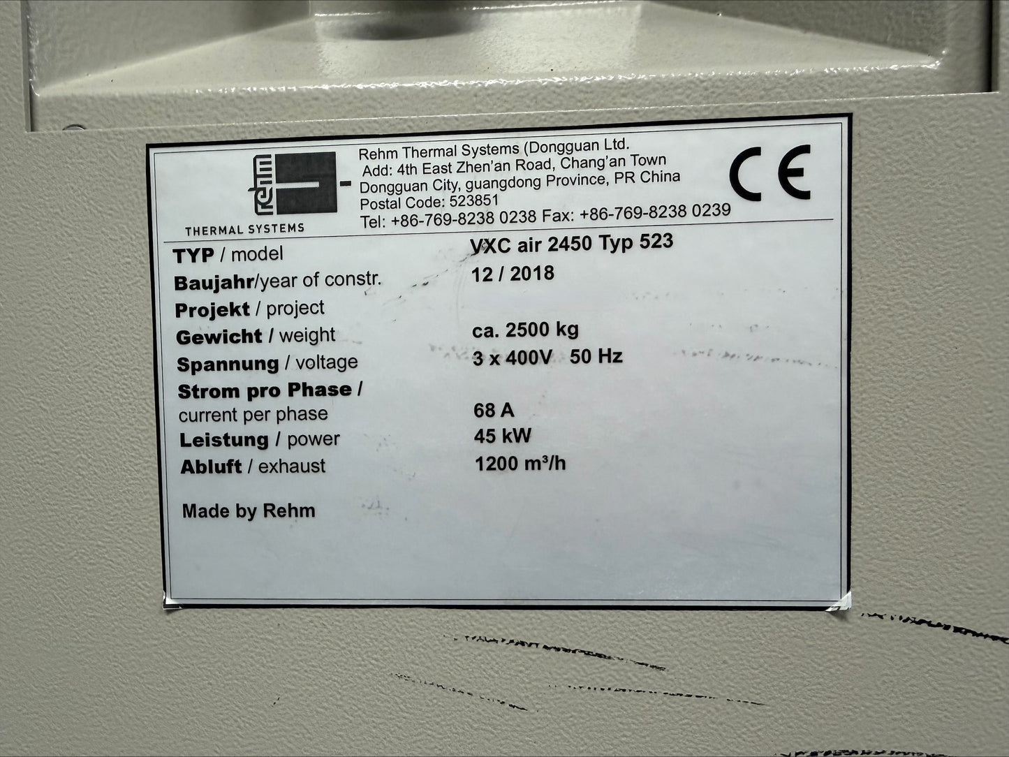 REHM VXC AIR 2450 Typ 523, reflow, vintage 2018
